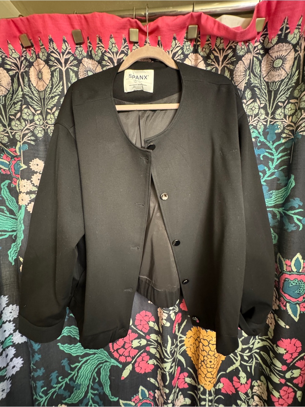 SPANX Black Round-Neck Single-Breasted Jacket